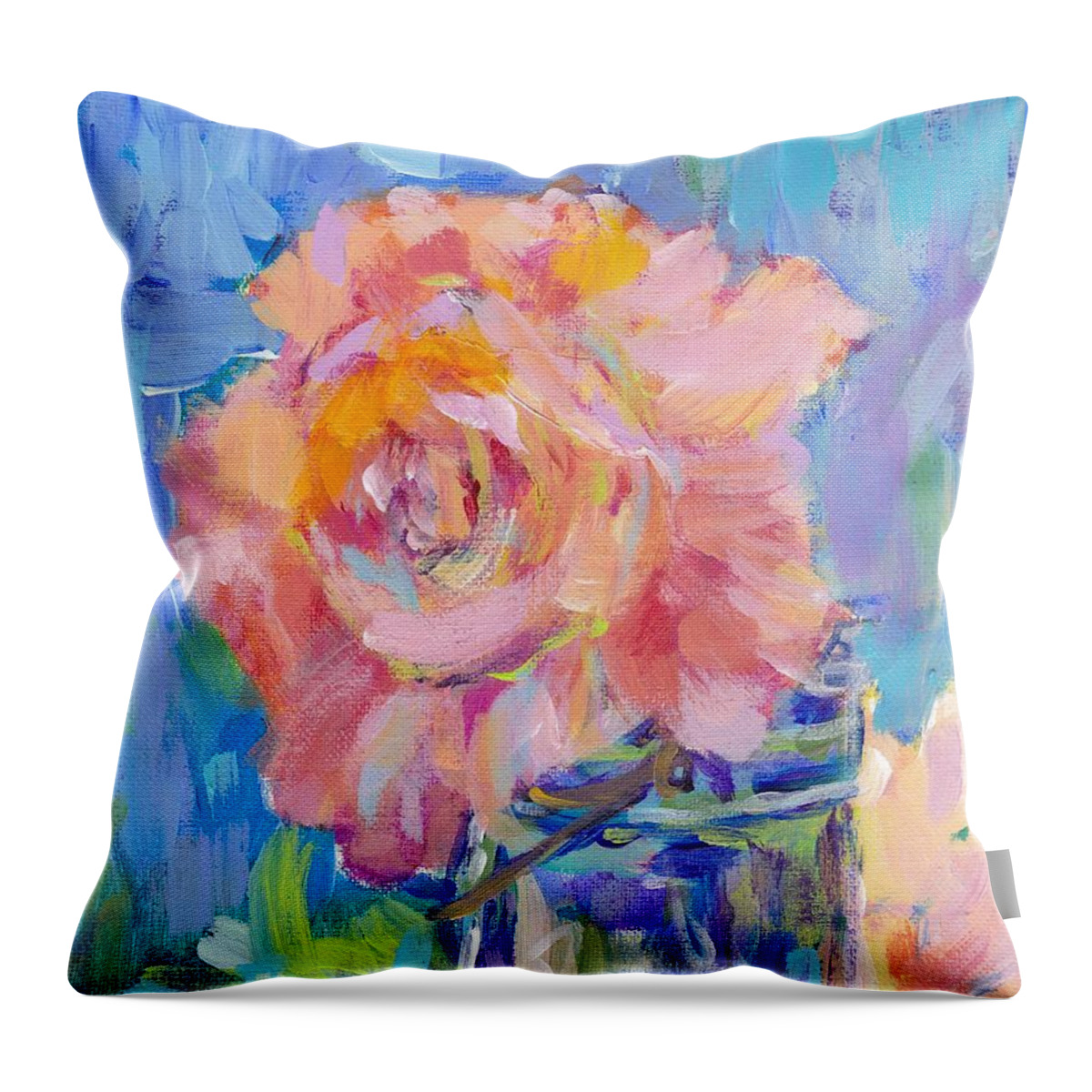 Peony Throw Pillow featuring the painting Flow Peony by Jodie Marie Anne Richardson Traugott     aka jm-ART
