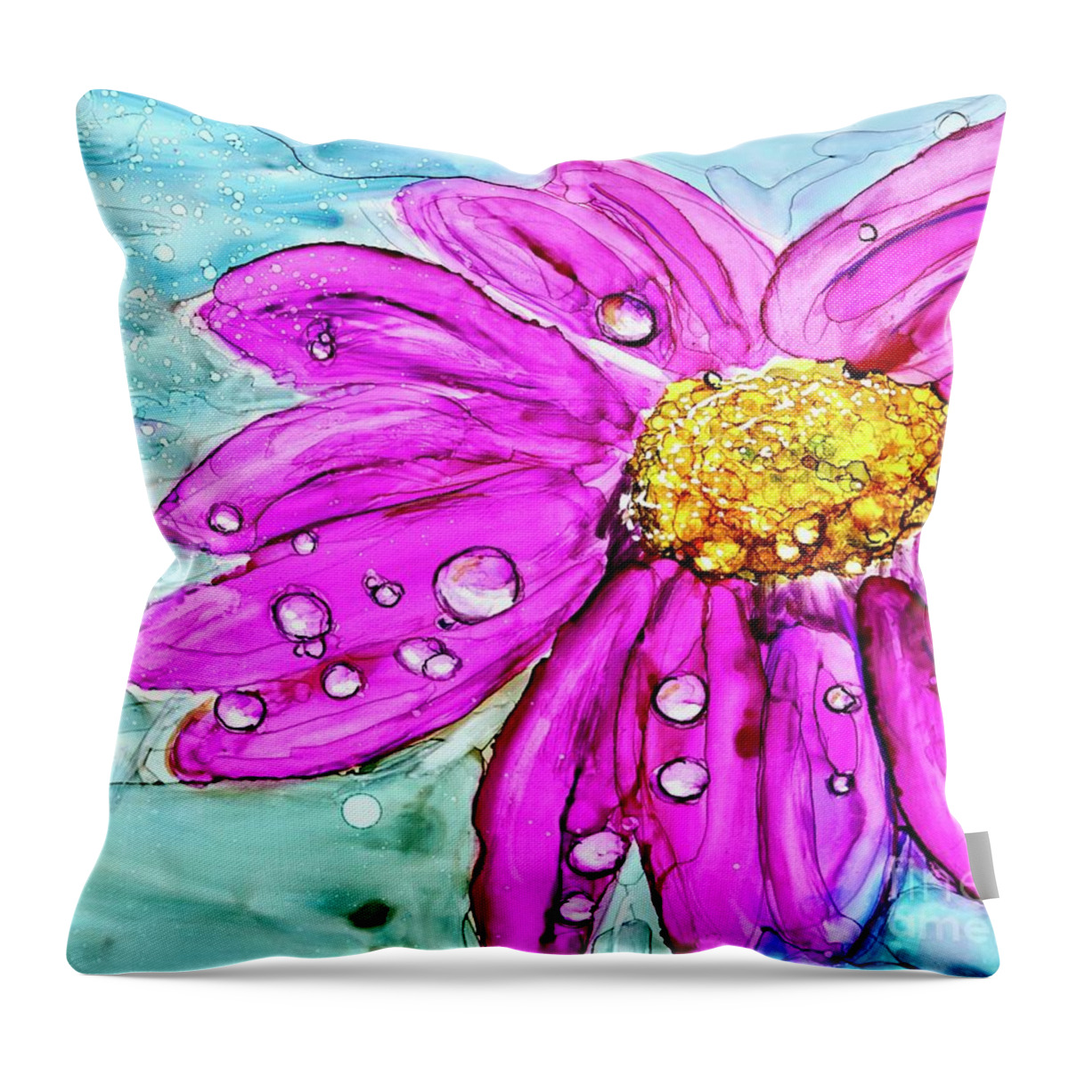 Flower Painting Throw Pillow featuring the painting Flower Dripping with Cheer by Patty Donoghue