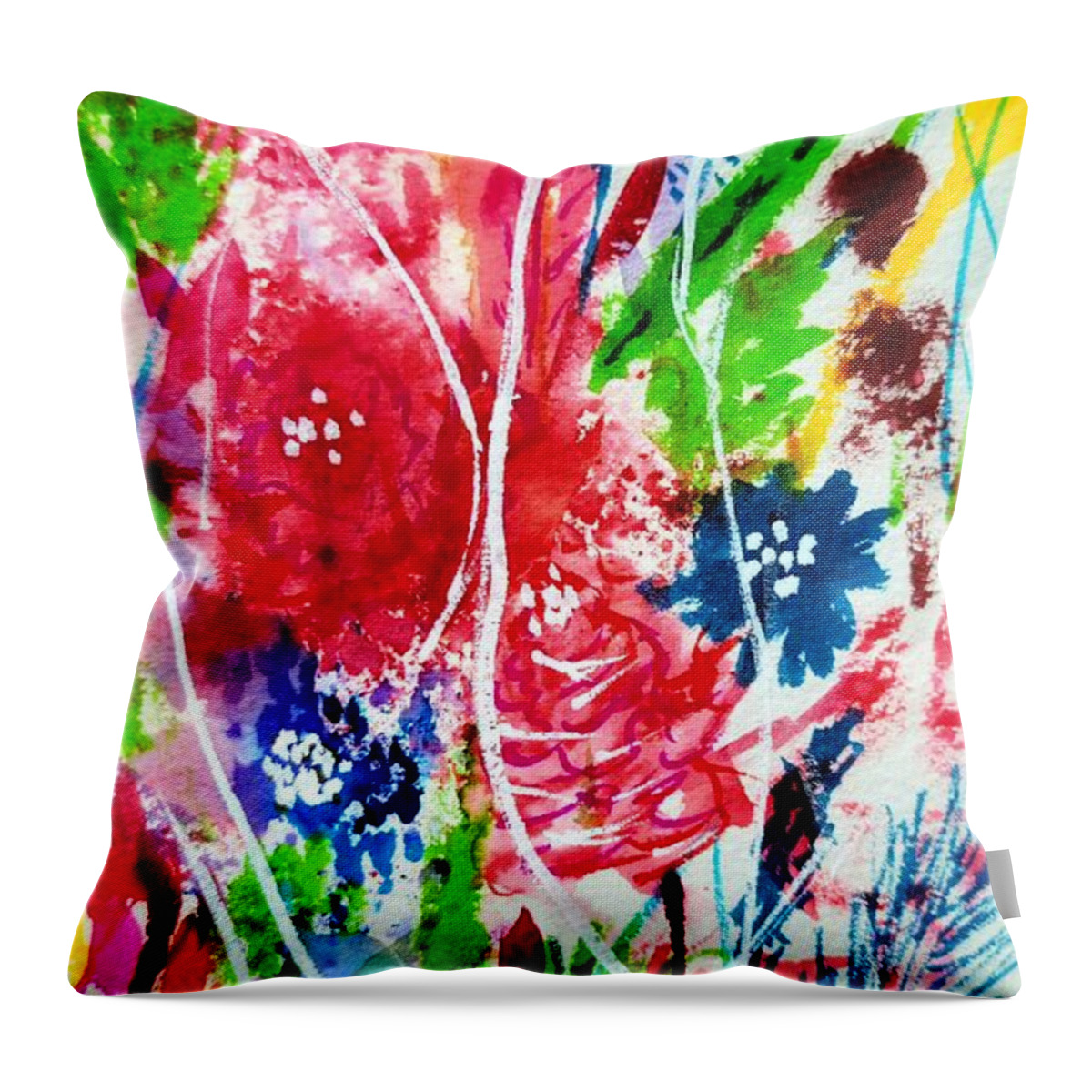 Flower Throw Pillow featuring the painting Flower Garden by Shady Lane Studios-Karen Howard