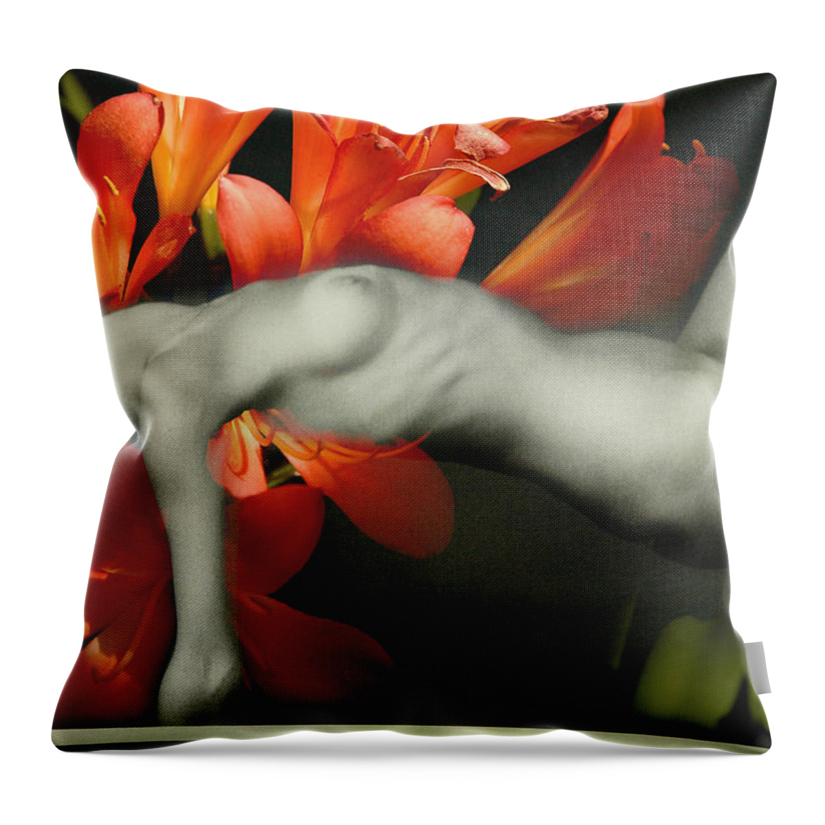 Full Nude Throw Pillow featuring the photograph Flower Girl by Harry Spitz