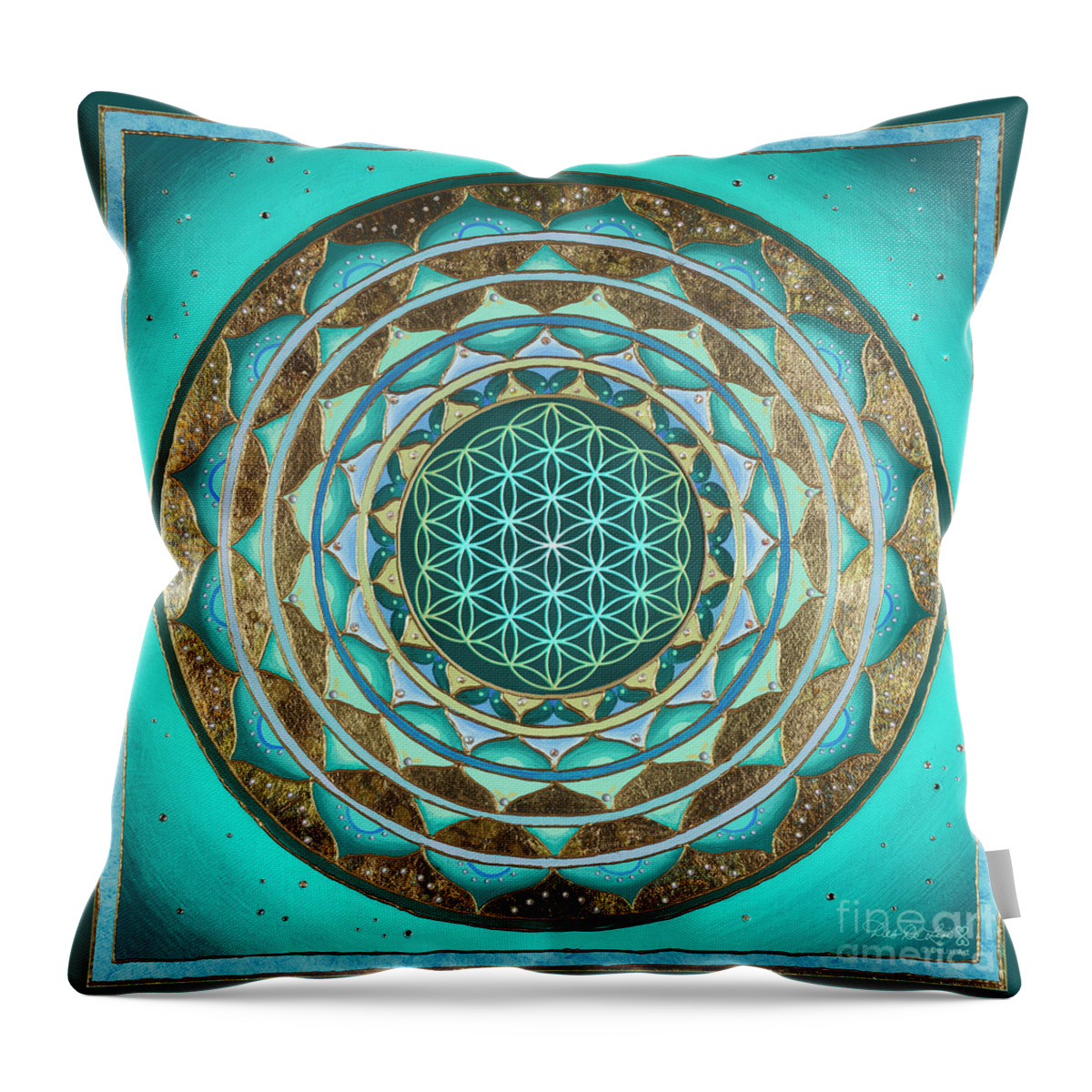 Visionary Art Throw Pillow featuring the digital art Flower of Life Mandala by Deborah DeLisi