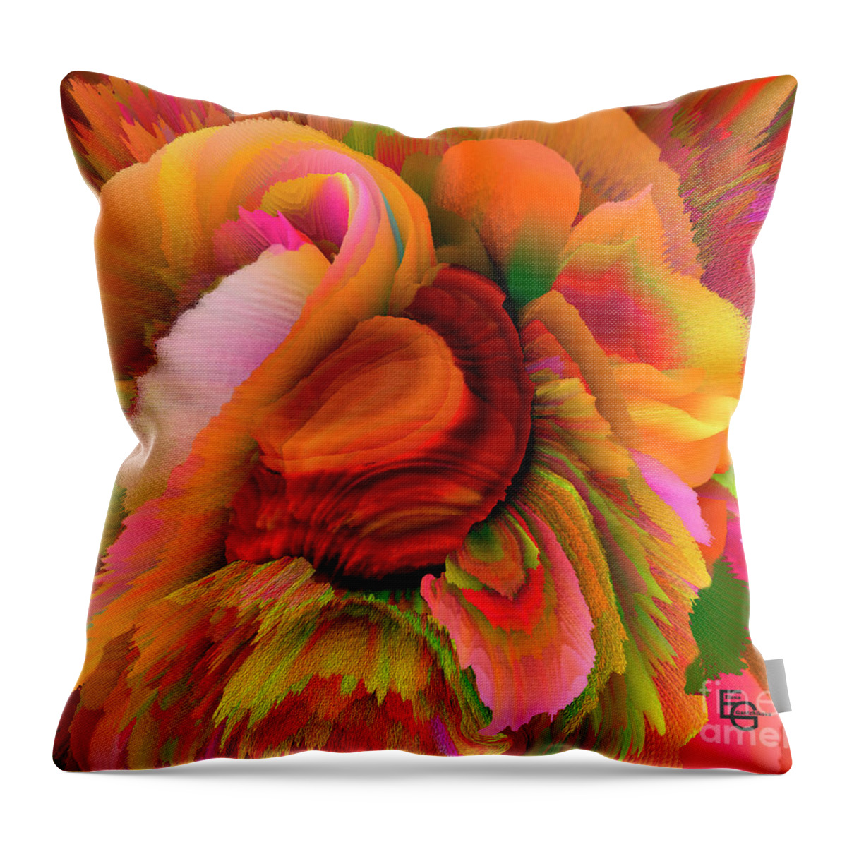 Expressionism Throw Pillow featuring the mixed media The color of happiness and delight. by Elena Gantchikova