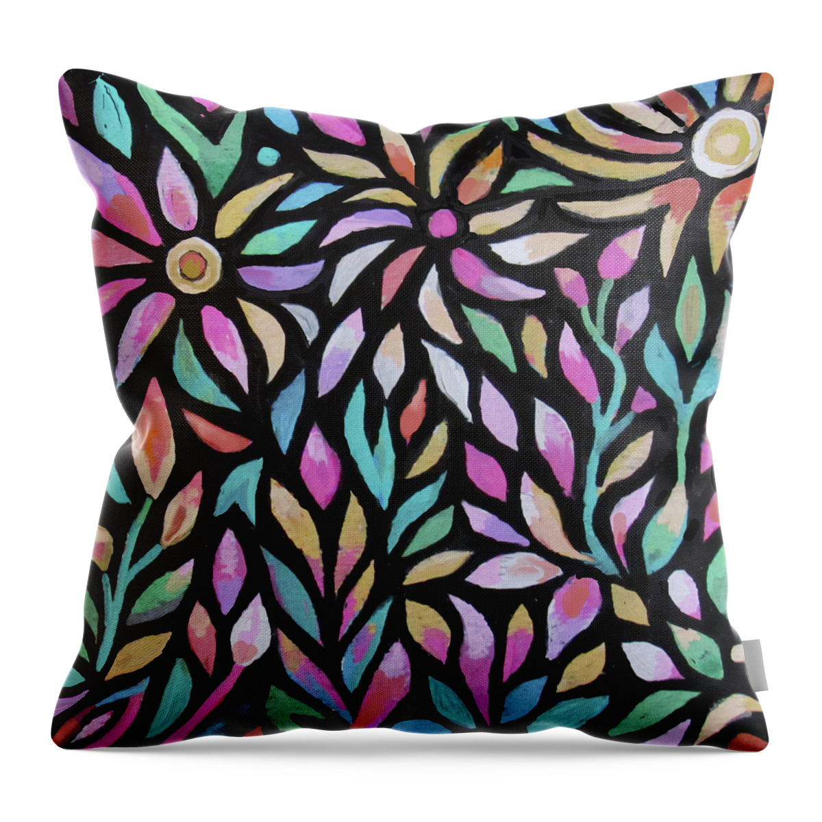 Flower Pattern Throw Pillow featuring the painting Flower Pattern 77 by Jean Batzell Fitzgerald
