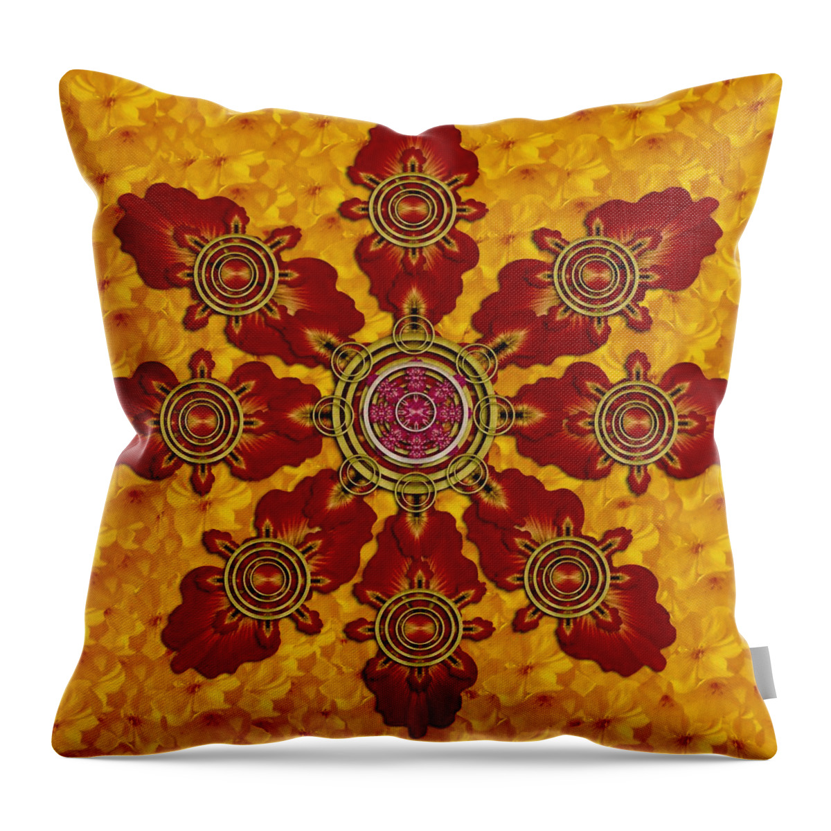 Planet Throw Pillow featuring the mixed media Flower star so flowery over peaceful loved earth by Pepita Selles