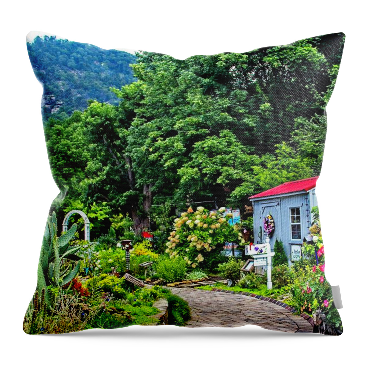 Flowers Throw Pillow featuring the photograph Flowering Bridge by Allen Nice-Webb