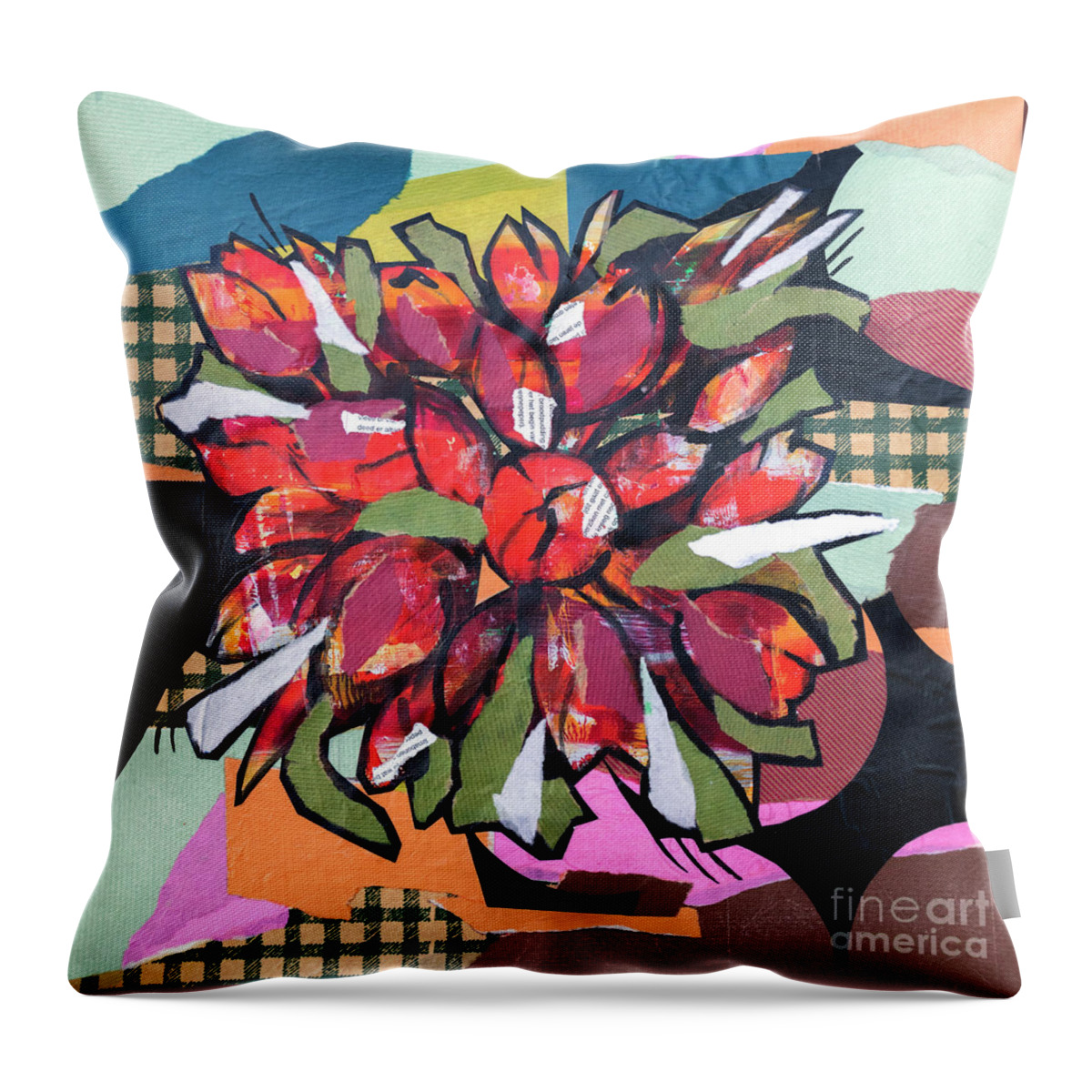 Tulips Throw Pillow featuring the painting Flowers, Art Collage by Ariadna De Raadt