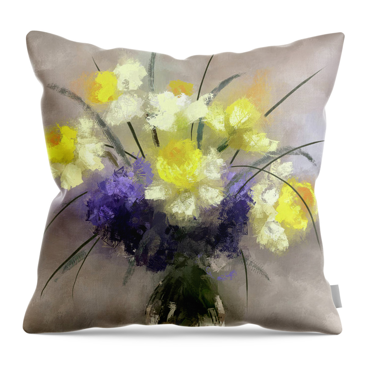 Flowers Throw Pillow featuring the digital art Flowers For Maria by Lois Bryan