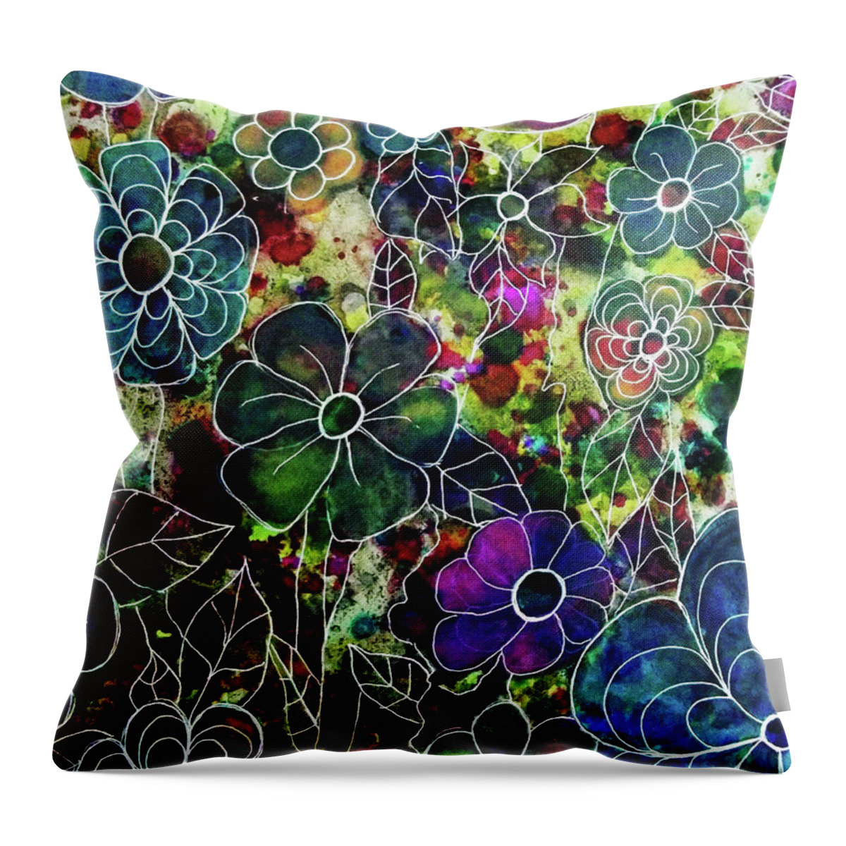 Flower Throw Pillow featuring the painting Flowers In Bloom by Melinda Firestone-White