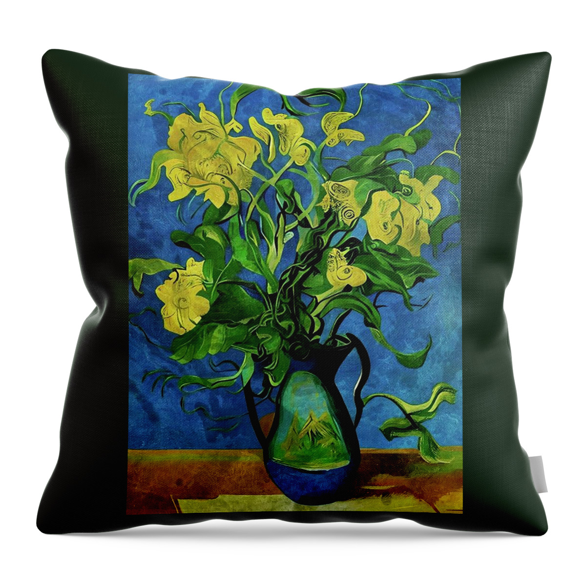Flowers Throw Pillow featuring the digital art Flowing Flowers by Ally White