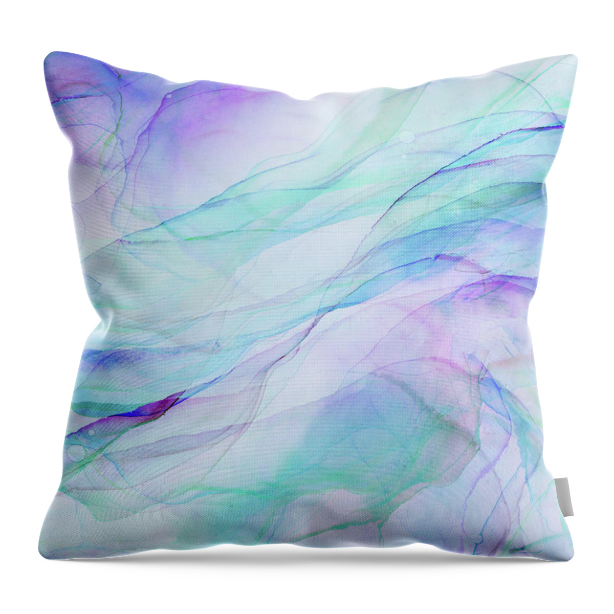 Pastel Throw Pillow featuring the painting Soft Flowing Pastel Colors Abstract Ink Painting by Olga Shvartsur