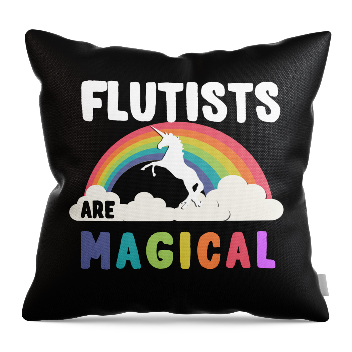 Funny Throw Pillow featuring the digital art Flutists Are Magical by Flippin Sweet Gear