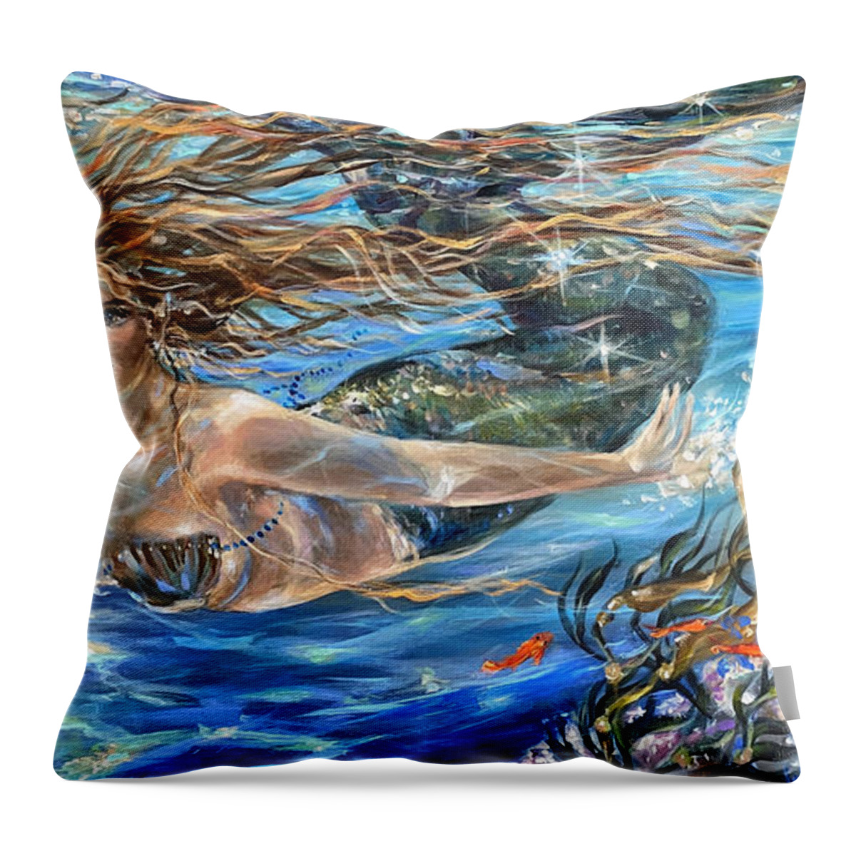 Beach Throw Pillow featuring the painting Fly By by Linda Olsen