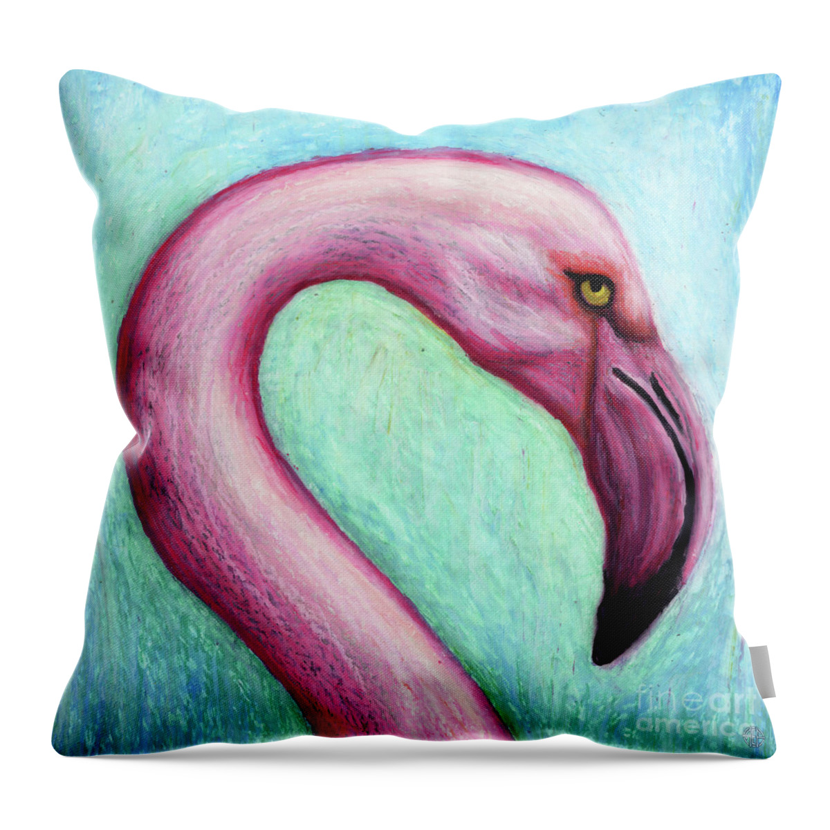 Flamingo Throw Pillow featuring the painting Fly Flamingo by Amy E Fraser