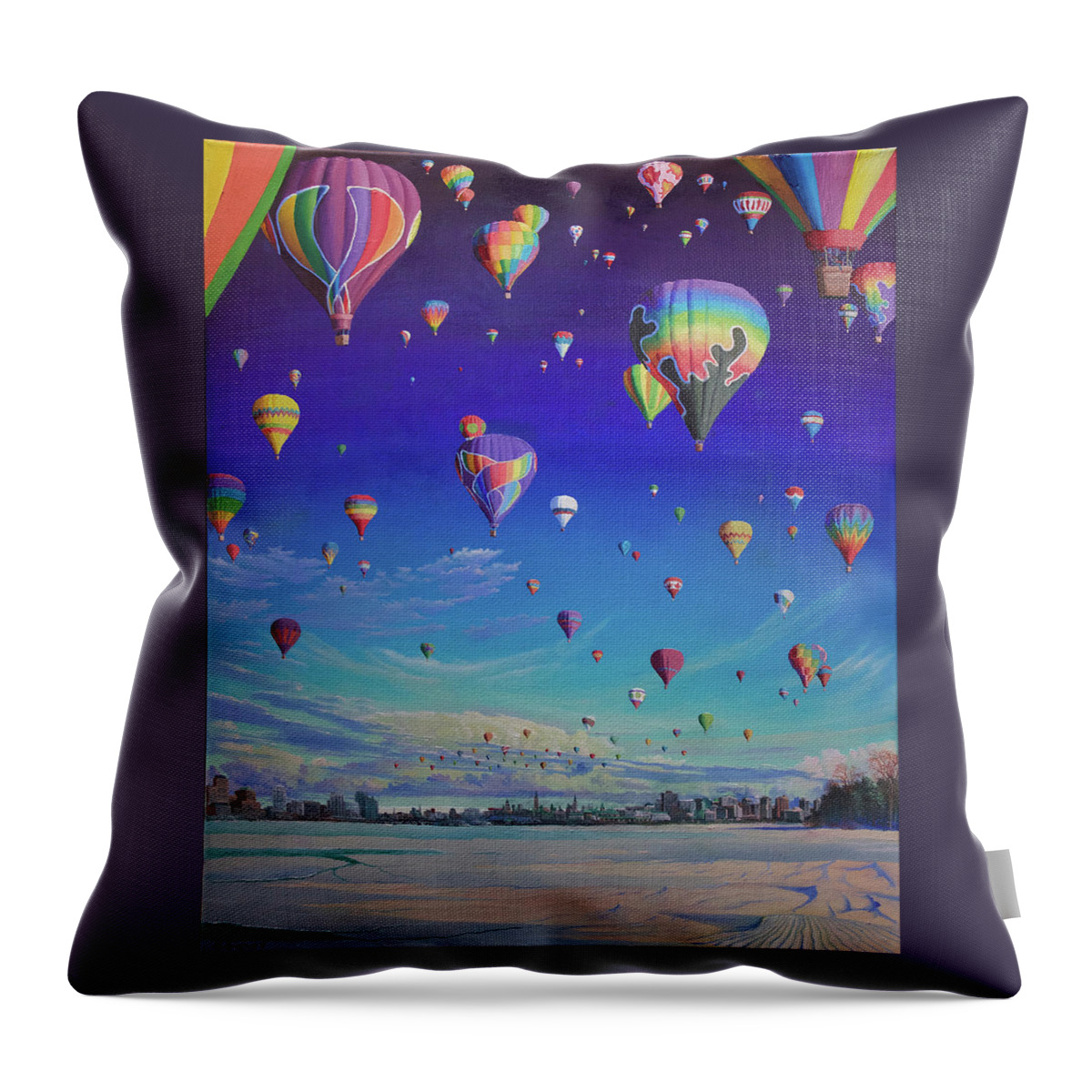 Balloon Throw Pillow featuring the painting Flying Colours by Michael Goguen