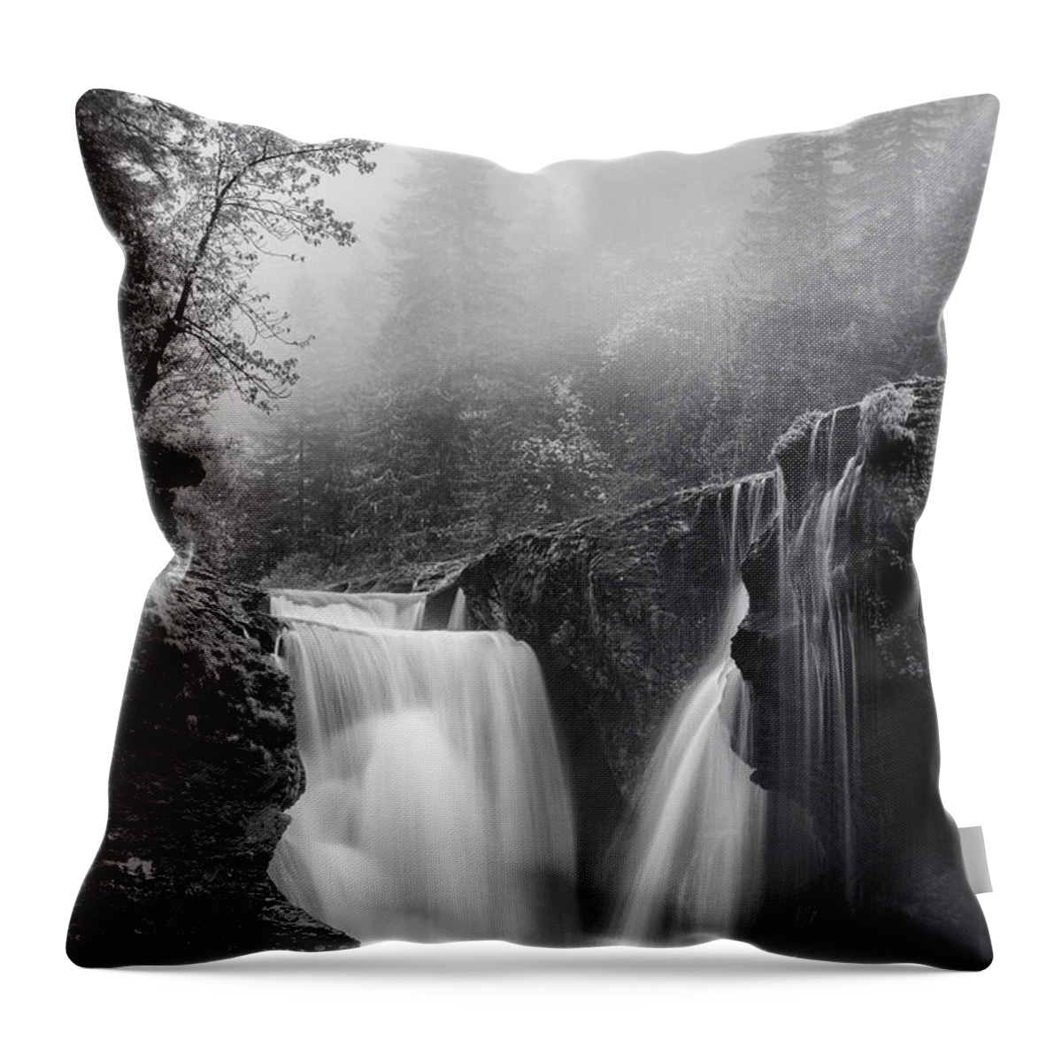 Foggy Falls Throw Pillow featuring the photograph Foggy Falls OP Cover by Darren White
