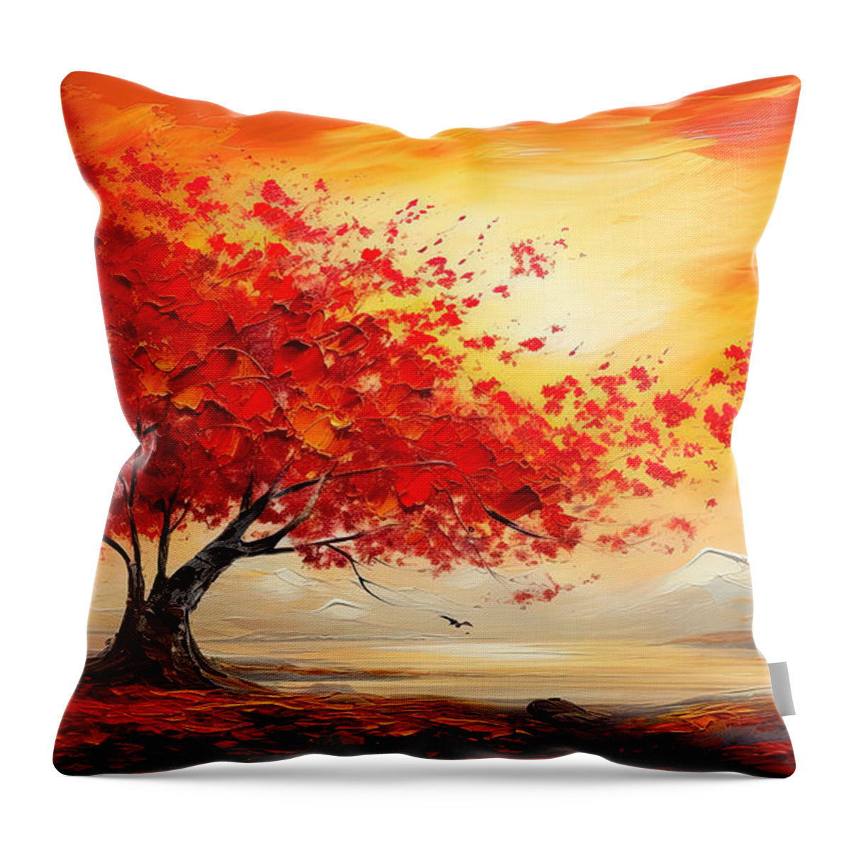 Maple Tree Throw Pillow featuring the painting Foliage Impressionist by Lourry Legarde