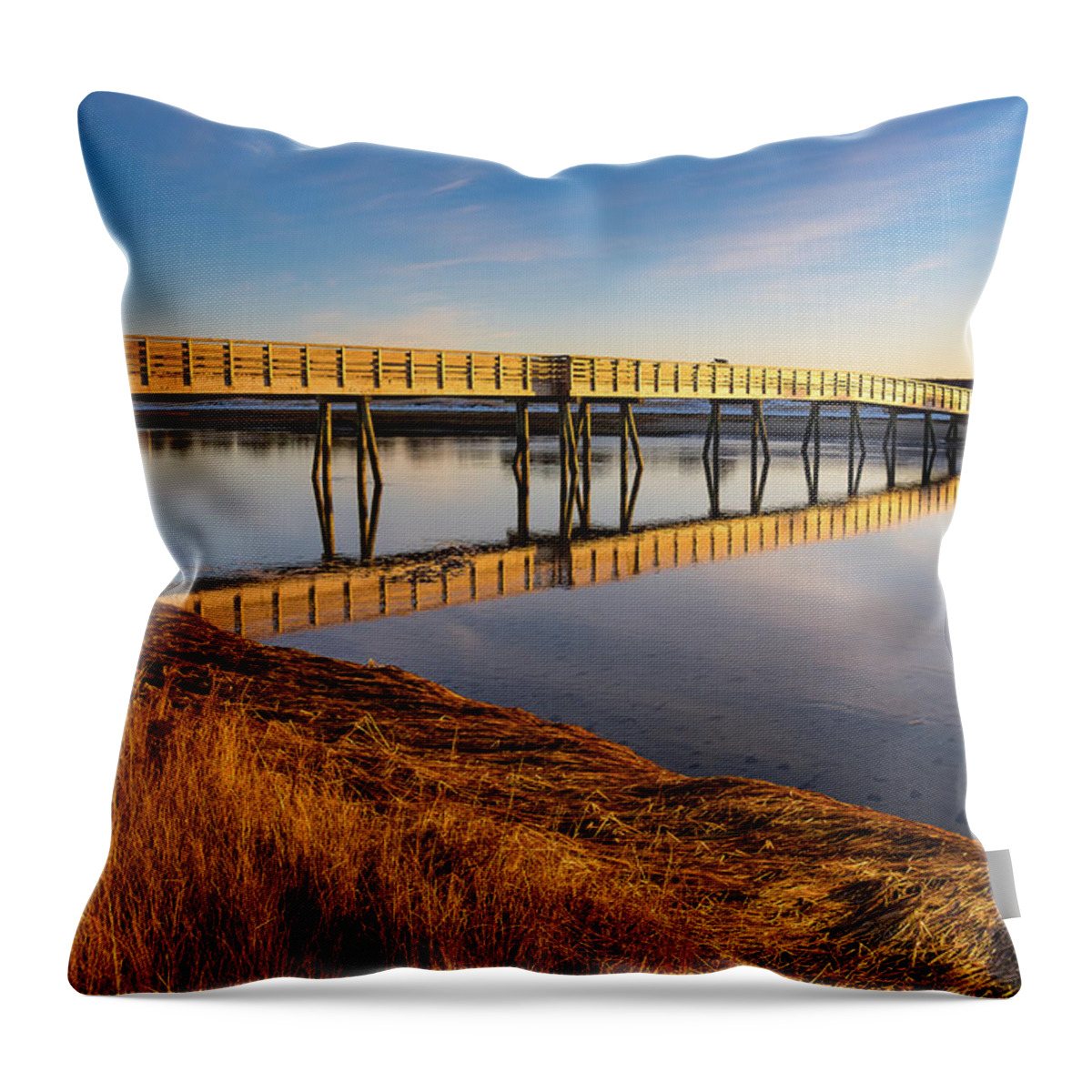 Bay Throw Pillow featuring the photograph Footbridge Morning by Jeff Sinon