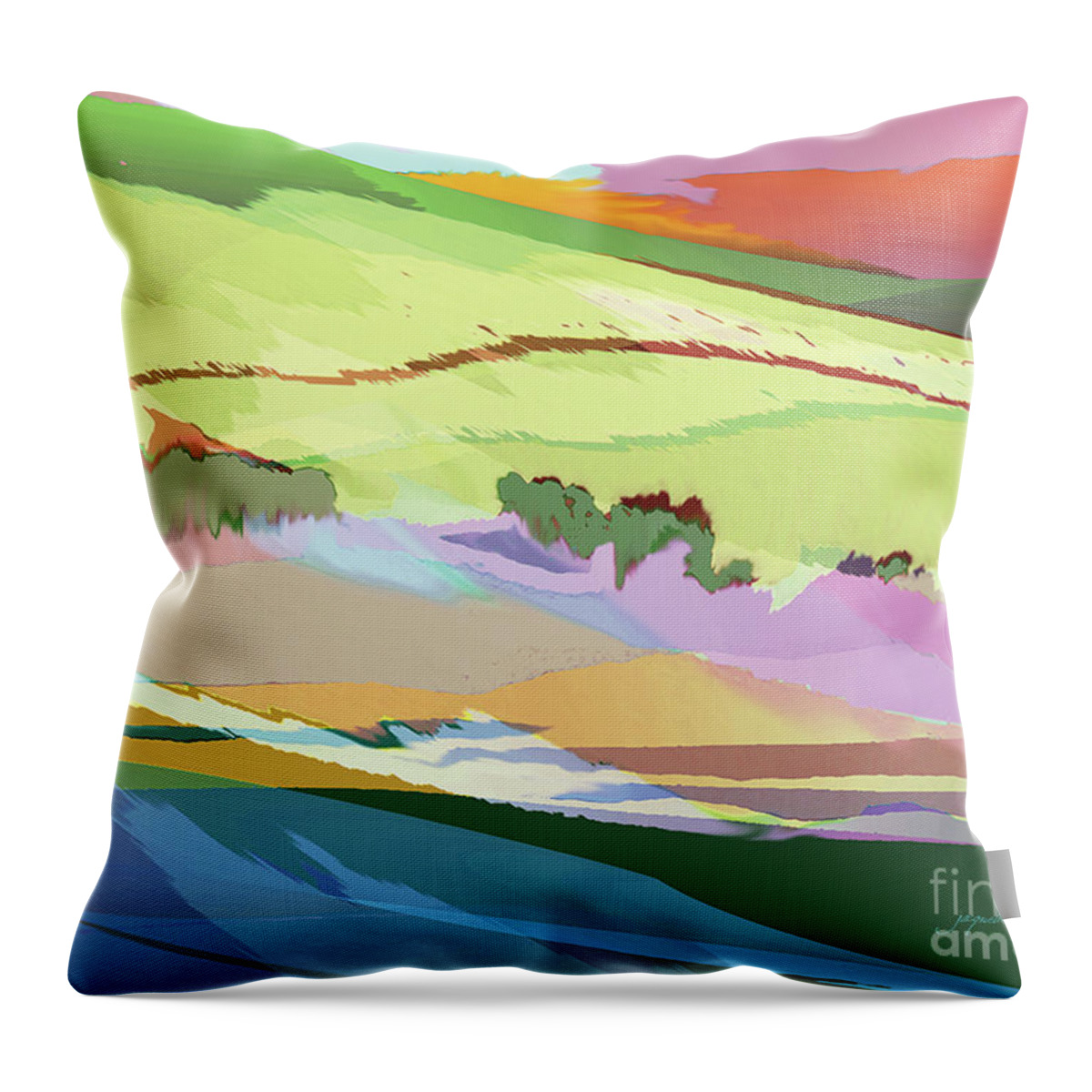 Landscape Throw Pillow featuring the digital art Foothills by Jacqueline Shuler