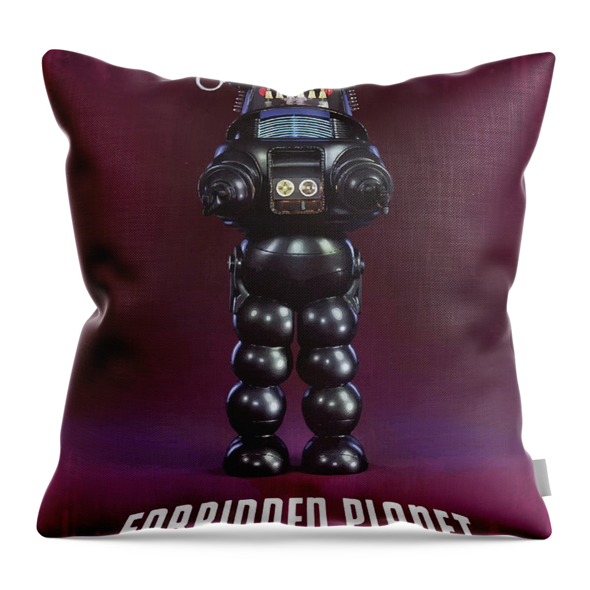 Movie Poster Throw Pillow featuring the digital art Forbidden Planet by Bo Kev