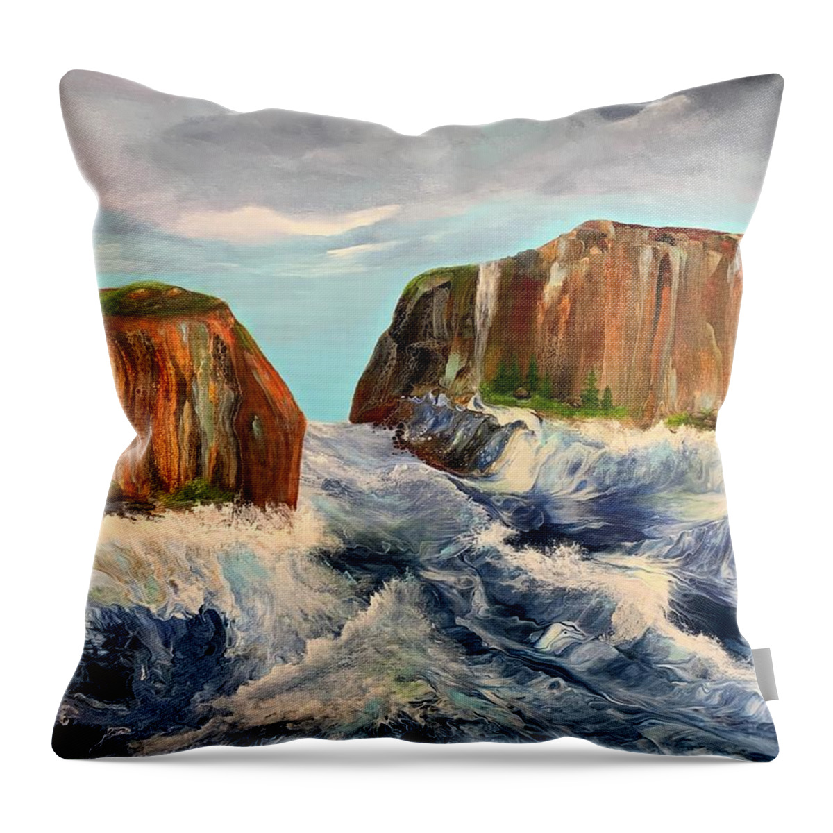 Landscape Throw Pillow featuring the painting Force by Soraya Silvestri