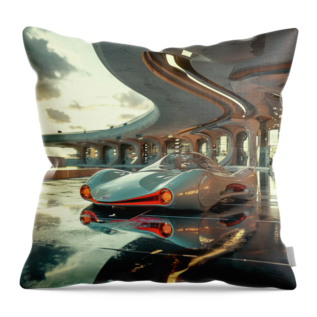 Jet Throw Pillow featuring the digital art Ford Solar Car by Michael Rucker