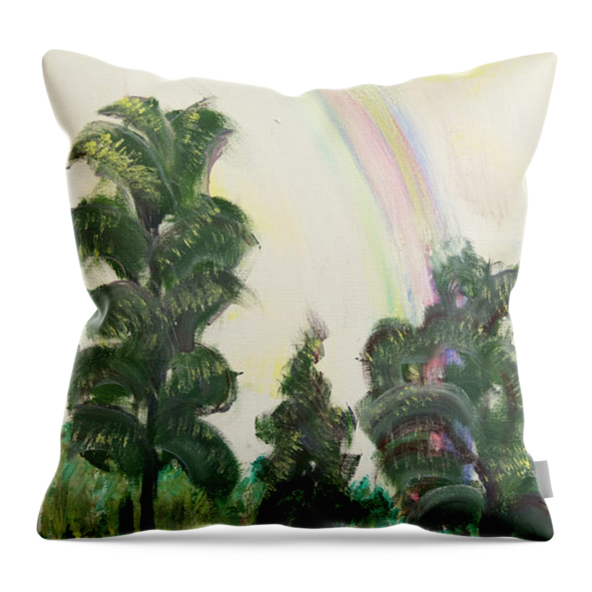  Throw Pillow featuring the painting Forest Rainbow by David McCready