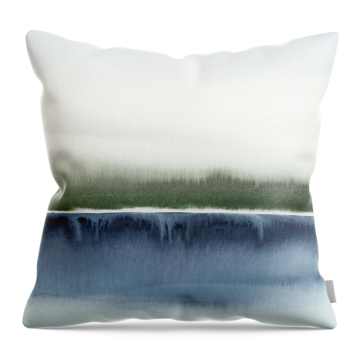 Navy Throw Pillow featuring the painting Forest Reflection I by Rachel Elise