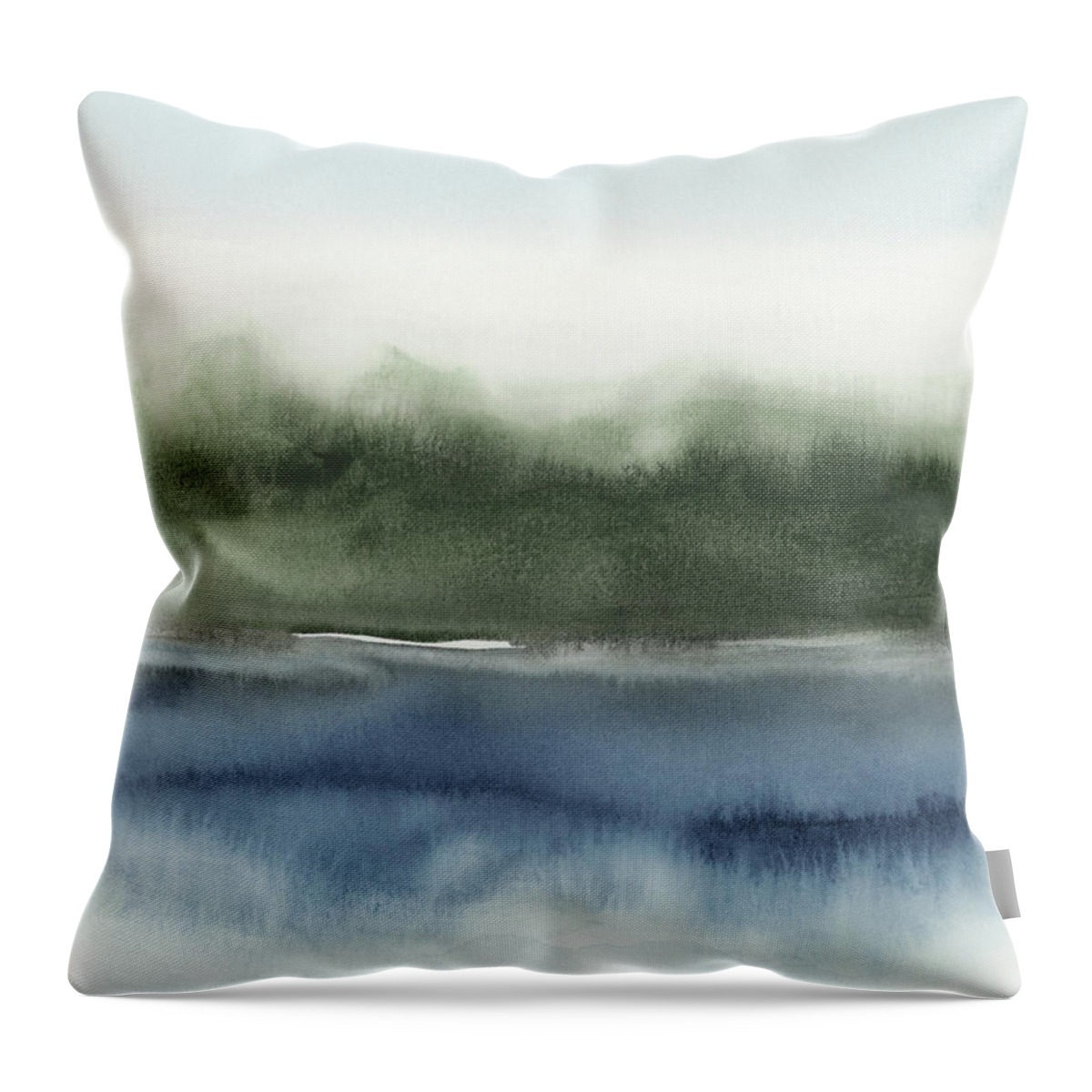 Navy Throw Pillow featuring the painting Forest Reflection II by Rachel Elise
