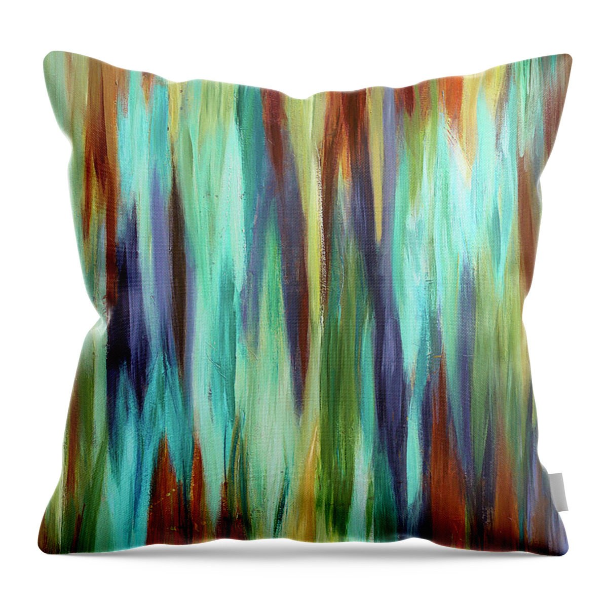 Abstract Throw Pillow featuring the painting Forest Sounds by Maria Meester