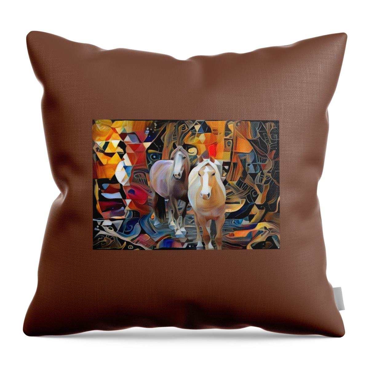 Horse Throw Pillow featuring the digital art Forest Trails 2 by Listen To Your Horse