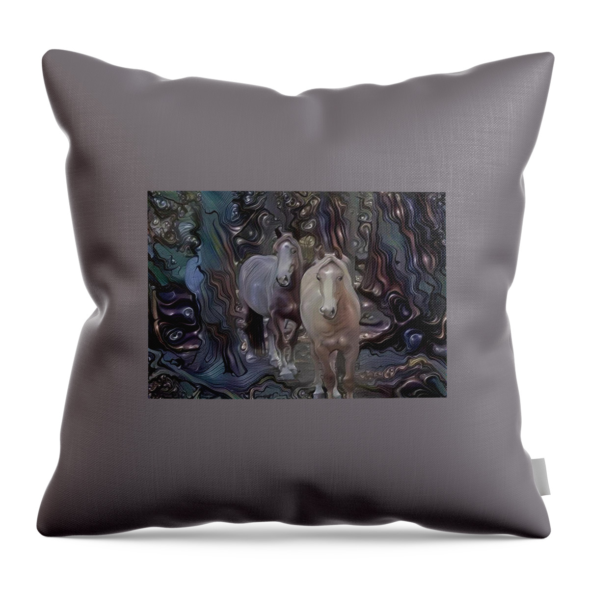 Horse Throw Pillow featuring the digital art Forest Trails 3 by Listen To Your Horse