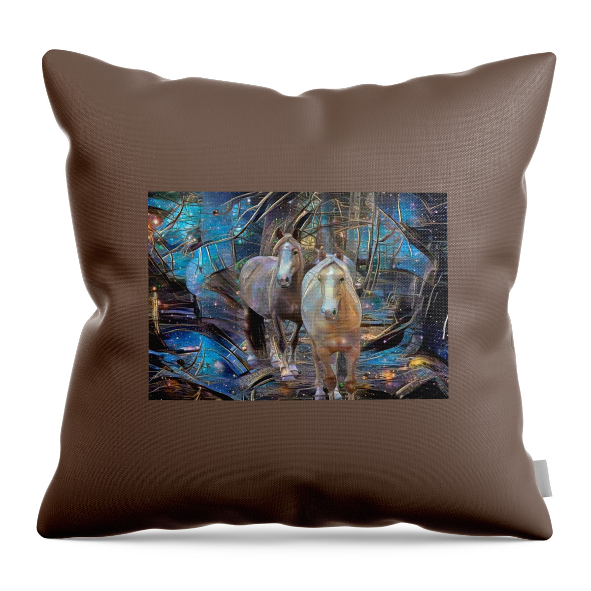 Horse Throw Pillow featuring the digital art Forest Trails 1 by Listen To Your Horse