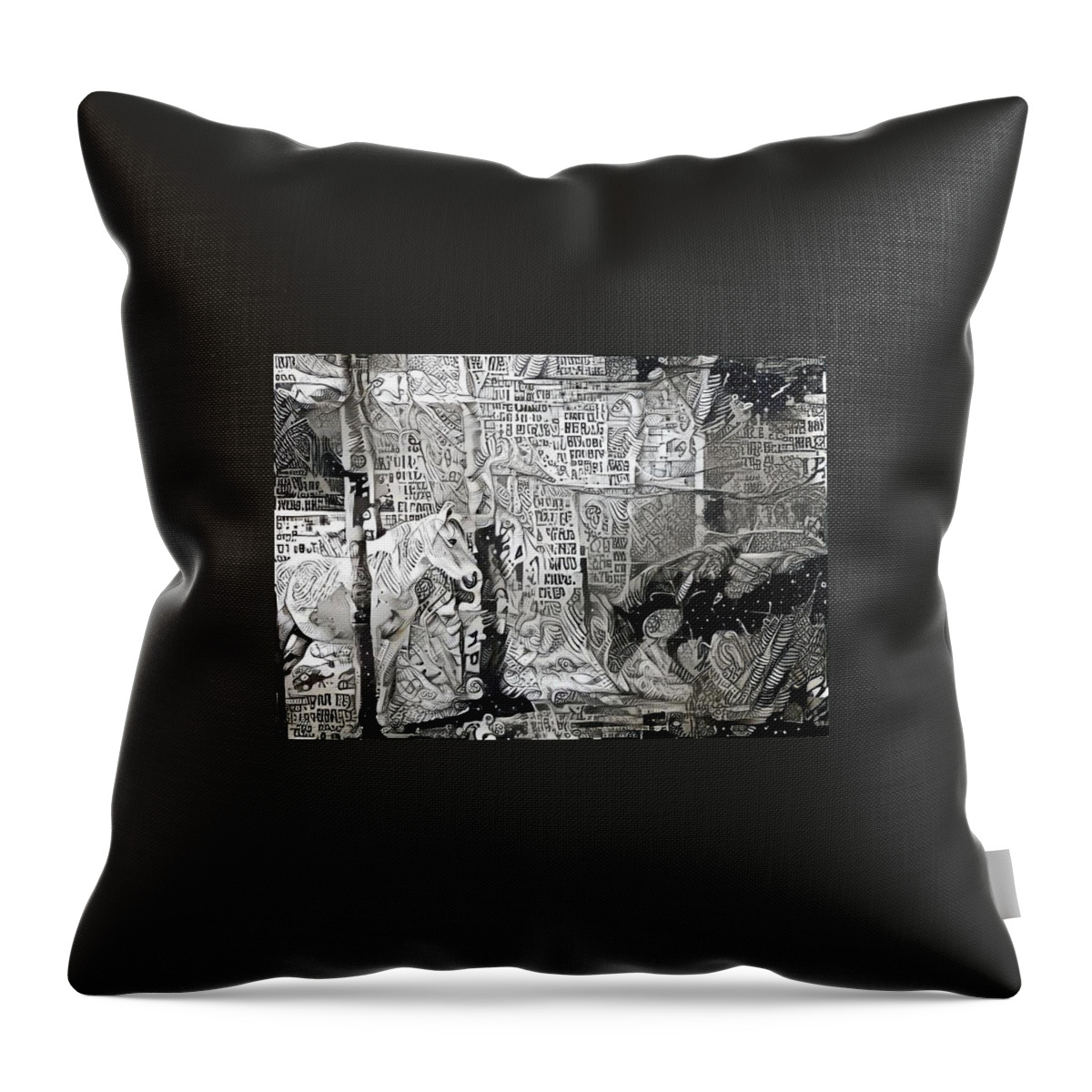 Horse Throw Pillow featuring the digital art Forest Tryst 4 by Listen To Your Horse