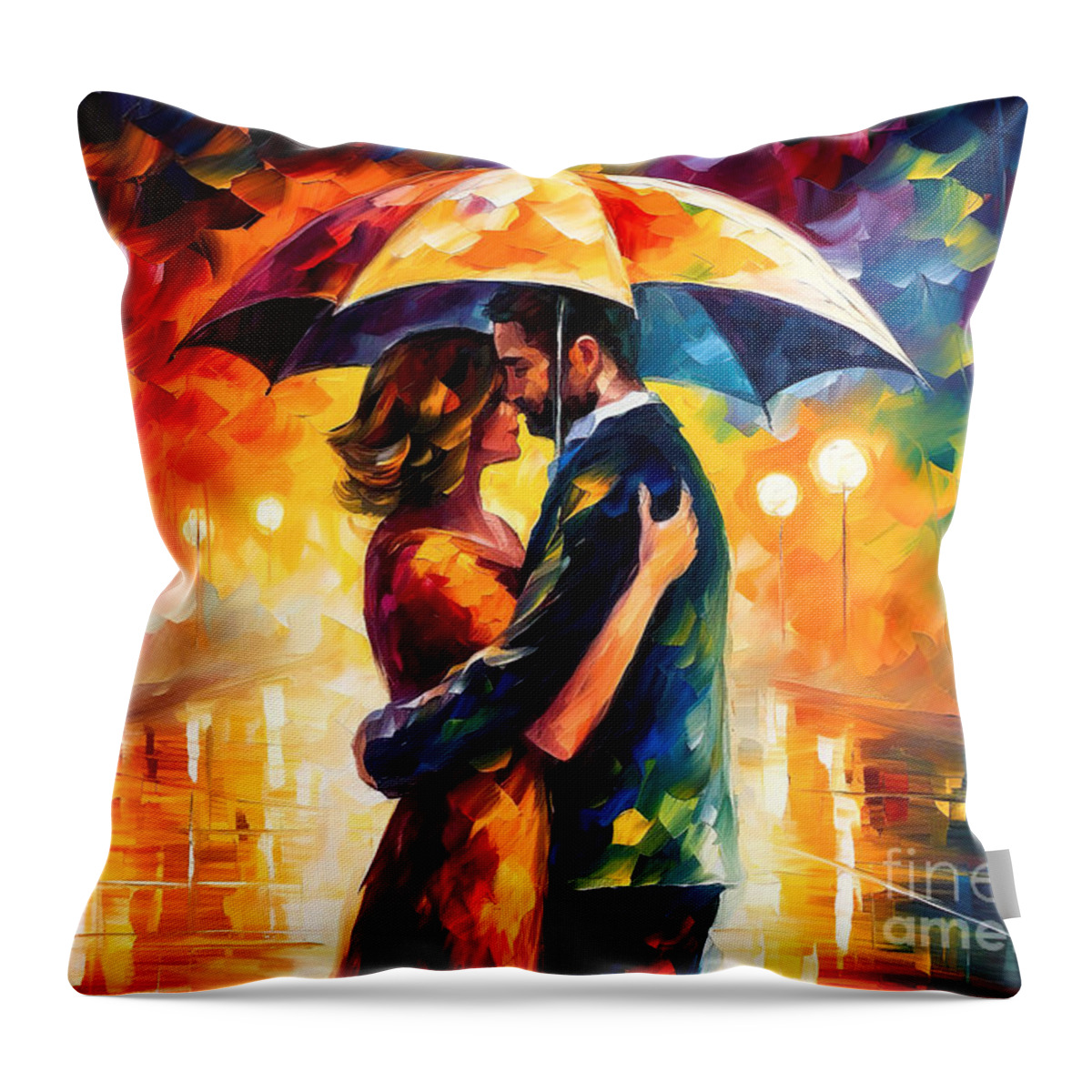 Emotional Throw Pillow featuring the painting Forever Love by Mark Ashkenazi