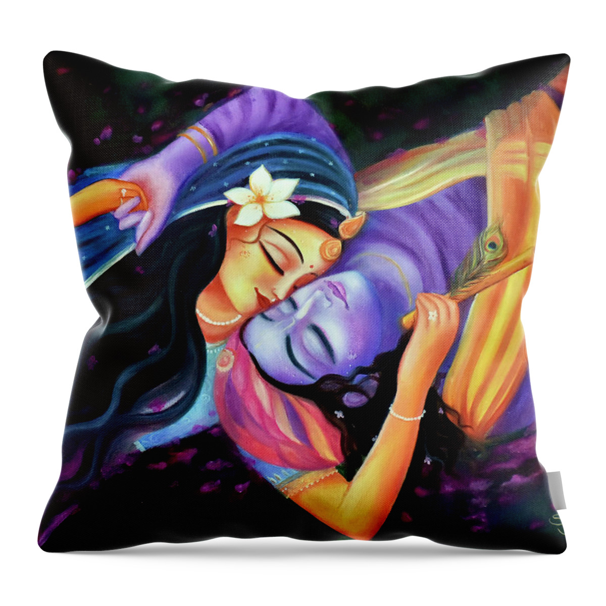 India Throw Pillow featuring the painting Forever Together by Alexandra Bilbija