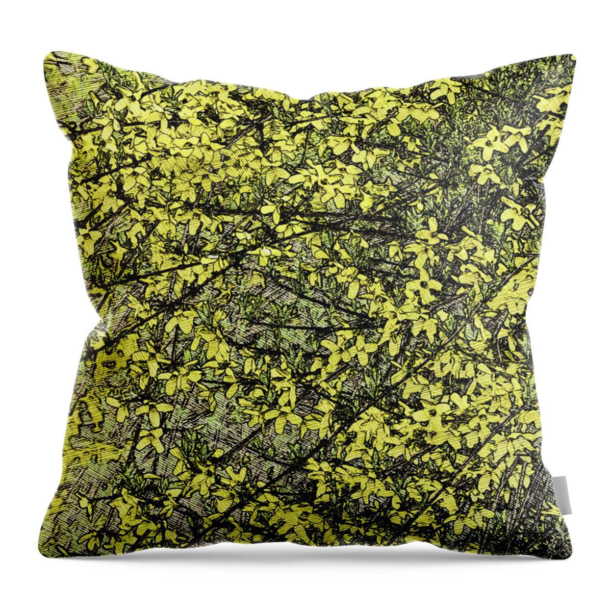 Spring Throw Pillow featuring the photograph Forsythia - Waiting On Spring by Leslie Montgomery