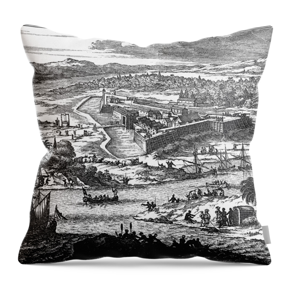 1673 Throw Pillow featuring the photograph Fort Caroline, 1673 by Granger