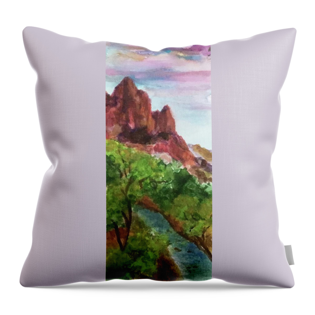 Utah Throw Pillow featuring the painting Fortress of Zion by Cheryl Wallace