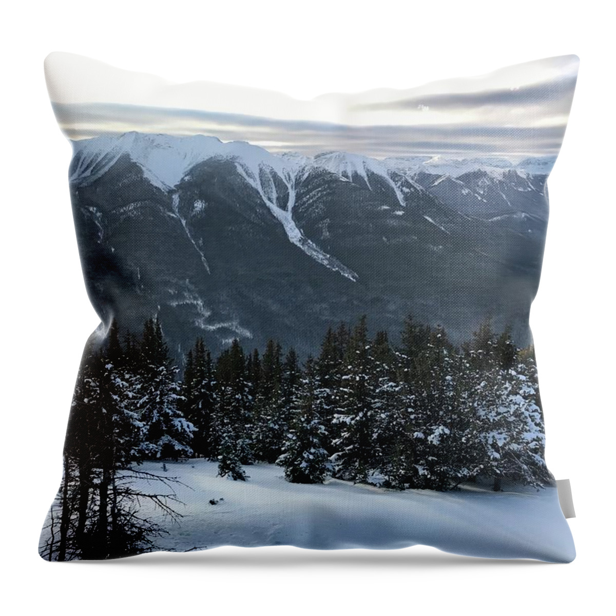 Mountains Throw Pillow featuring the painting Fortress by Trilby Cole