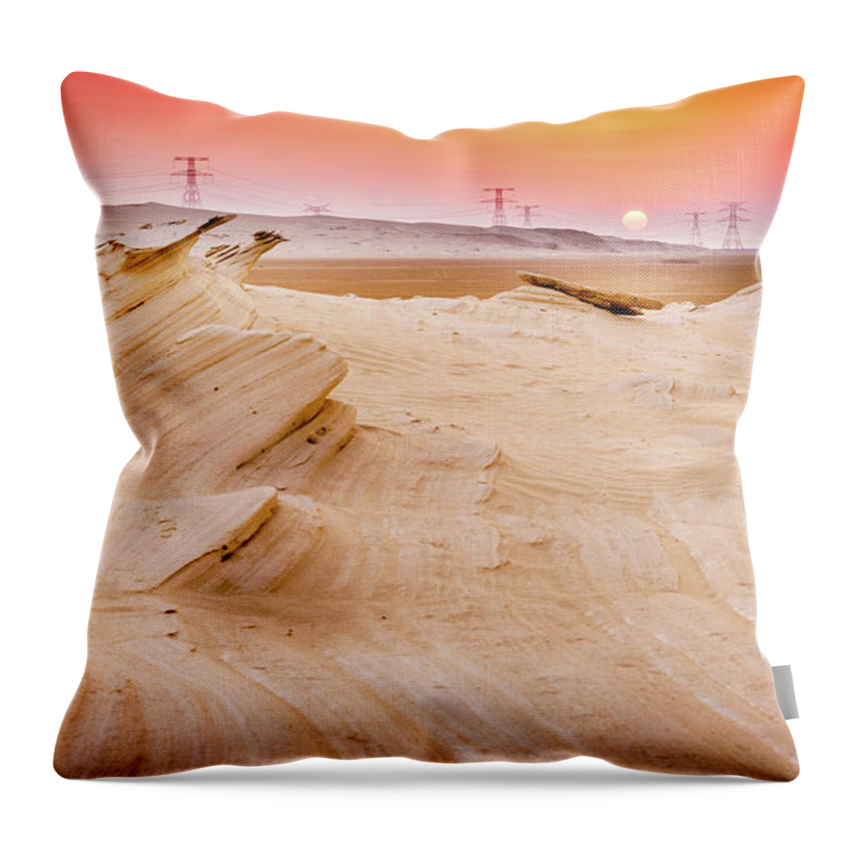 Abu Dhabi Throw Pillow featuring the photograph Fossil Dunes at sunset by Alexey Stiop