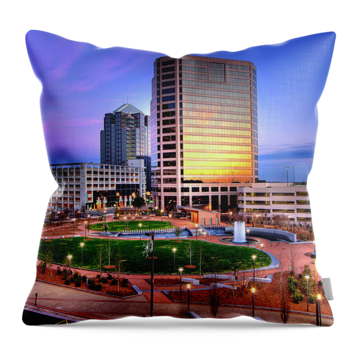 North Carolina Throw Pillow featuring the photograph Fountain in the Park by Dan Carmichael