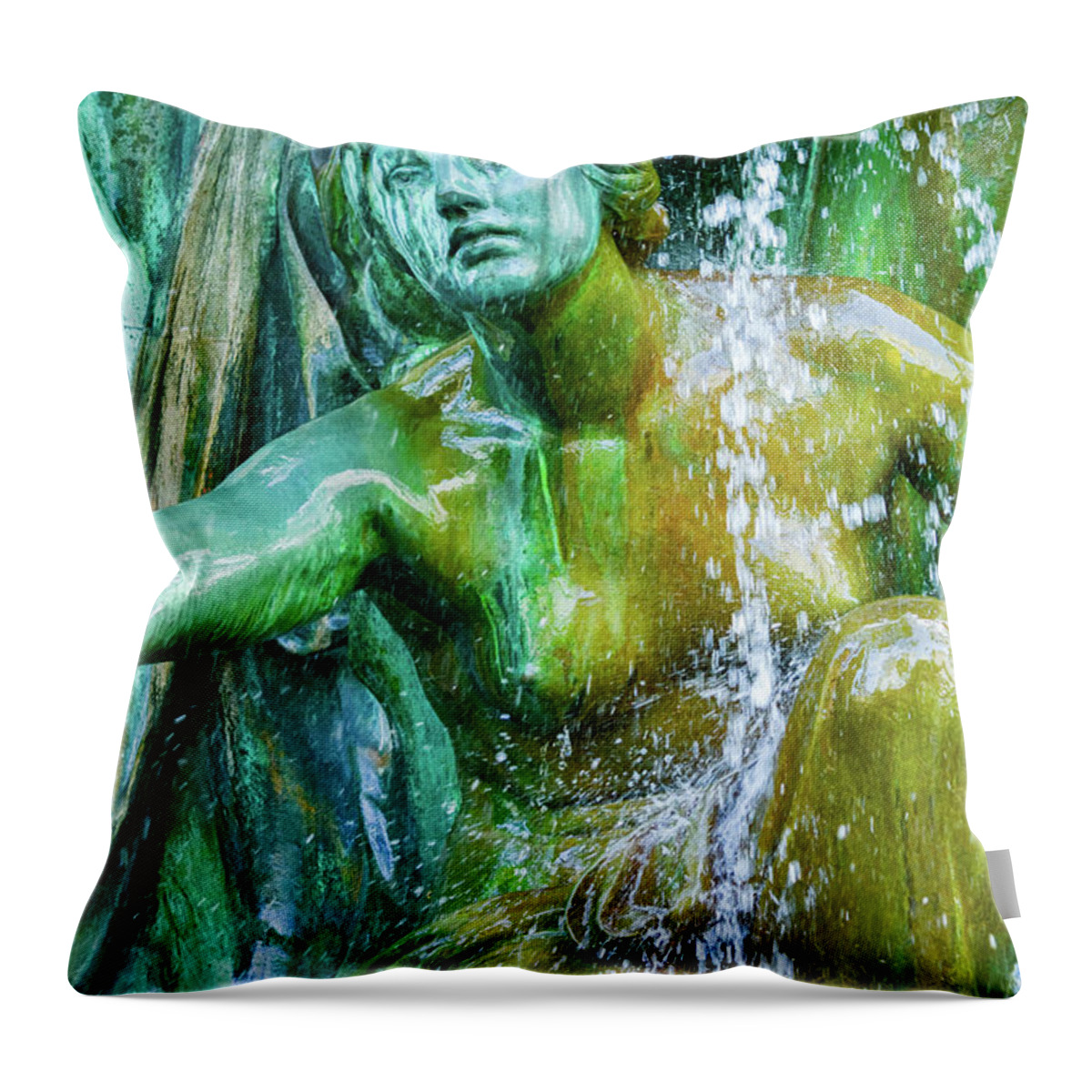 Art Institute Of Chicago Throw Pillow featuring the photograph Fountain of the Great Lakes Lady by Kyle Hanson