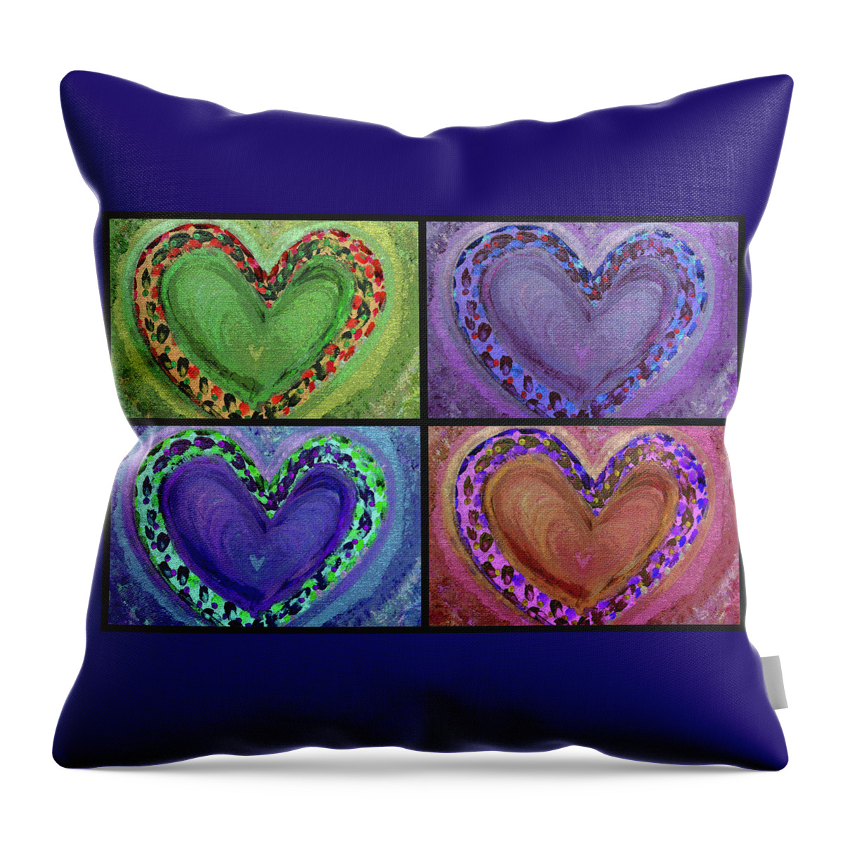 Heart Throw Pillow featuring the painting Four Big Hearts by Corinne Carroll
