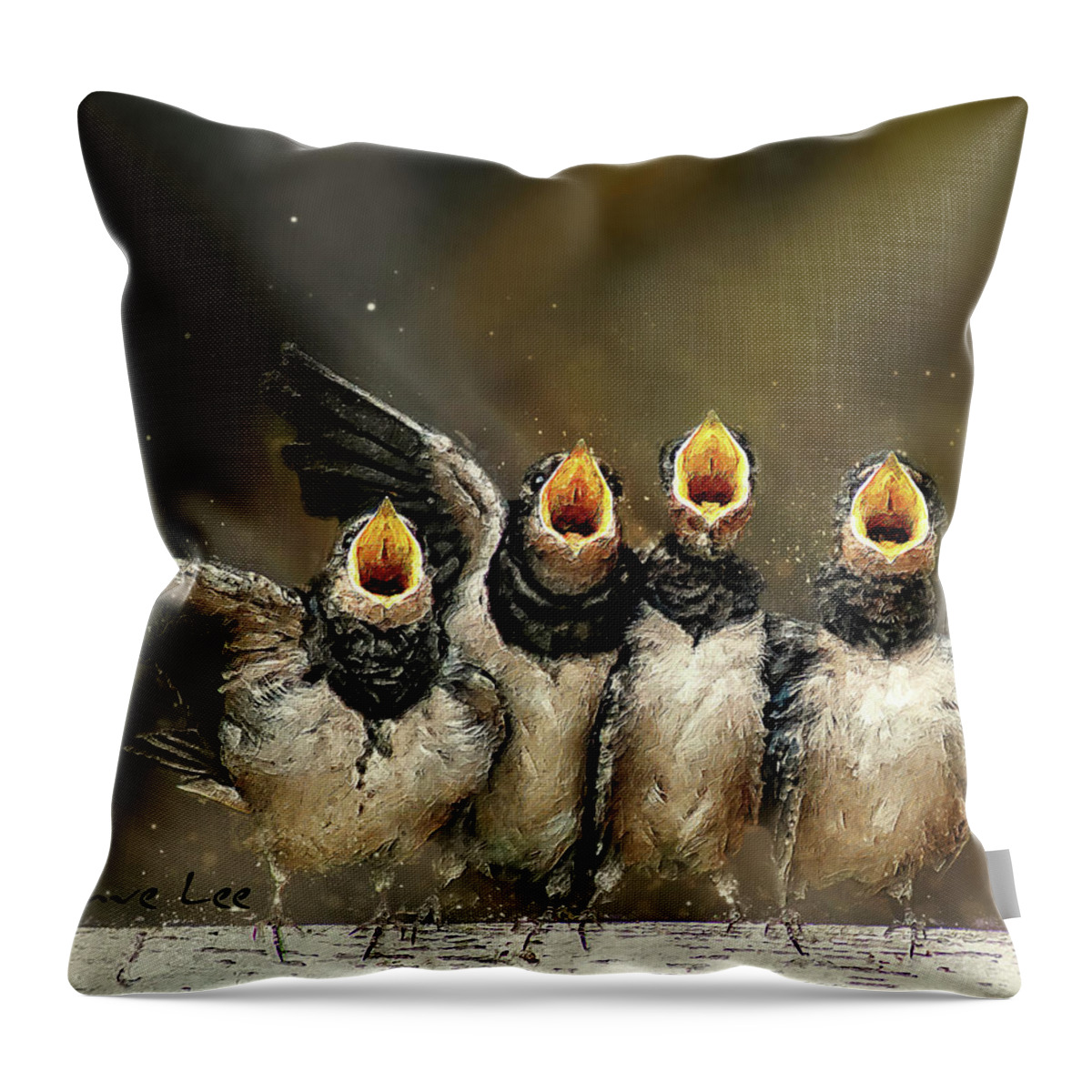 Chicks Throw Pillow featuring the digital art Four Crooners by Dave Lee