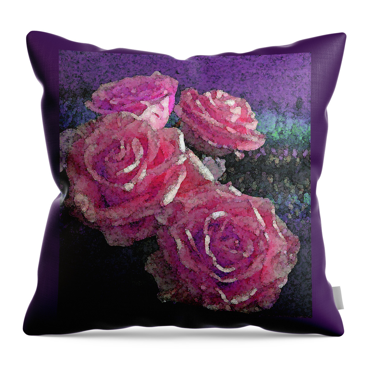 Roses Throw Pillow featuring the photograph Four Pink Roses by Corinne Carroll