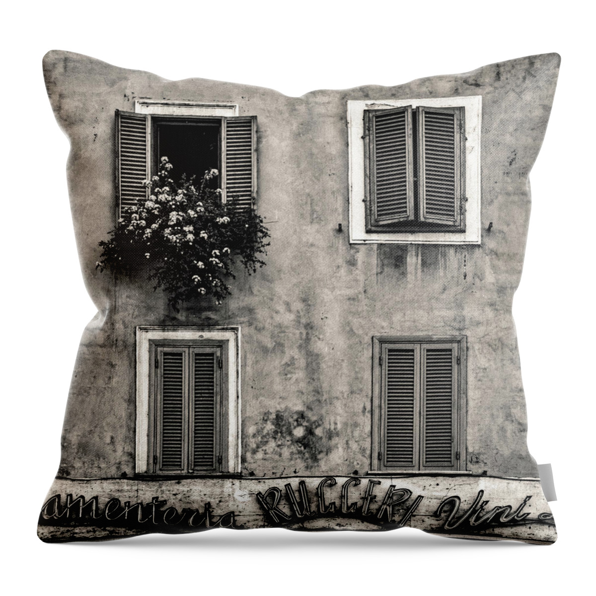 Rome Throw Pillow featuring the photograph Four Windows by Dave Bowman