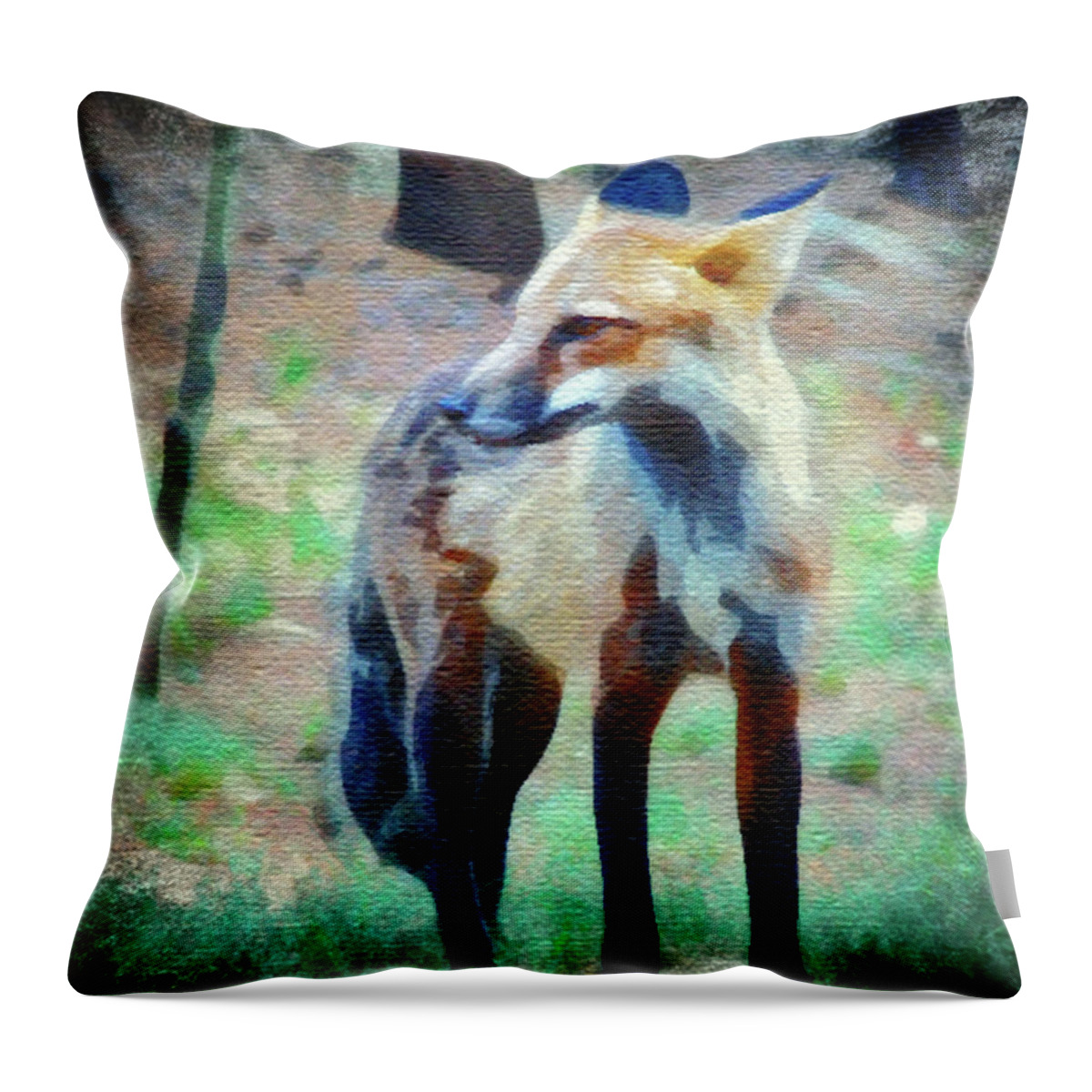 Fox Throw Pillow featuring the photograph Fox in Watercolor by Carl Moore