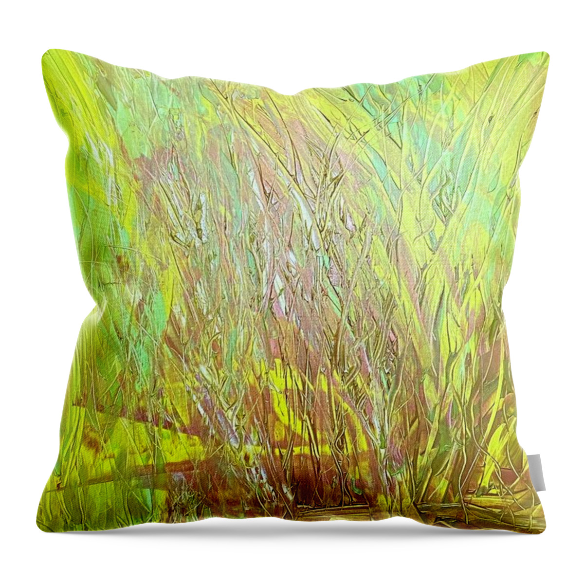 Abstract Throw Pillow featuring the painting Fox Medicine Flow Codes by Anjel B Hartwell