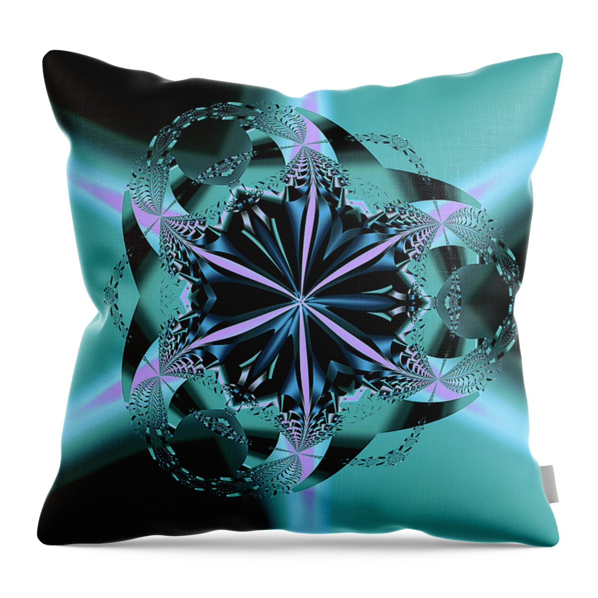Abstract Throw Pillow featuring the photograph Fractal Geometry in Blue and Violet by Lowell Monke