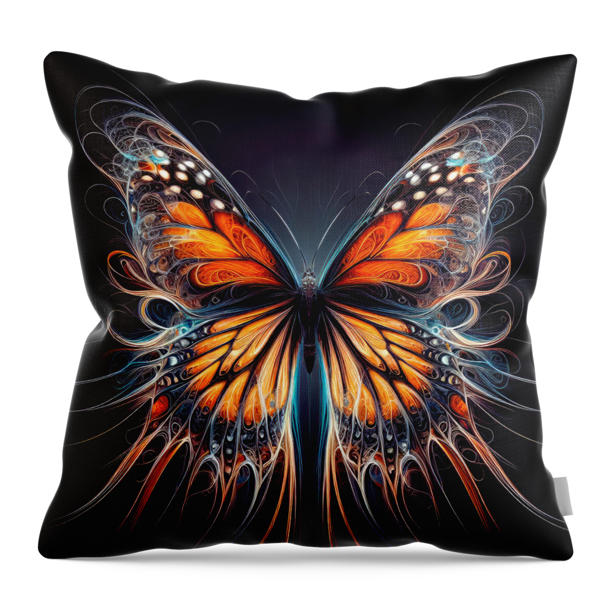 Monarch Butterfly Throw Pillow featuring the photograph Fractal Monarch by Bill and Linda Tiepelman